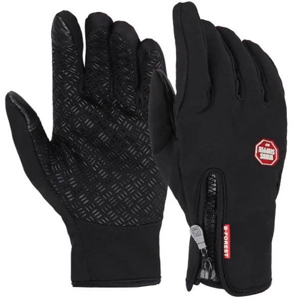 Unisex pekskärm Cykelhandskar Vinter Thermal Varm Full Finger Motorcykel Sporthandskar för Cykel Skidor Utomhus Camping Vandring Black S