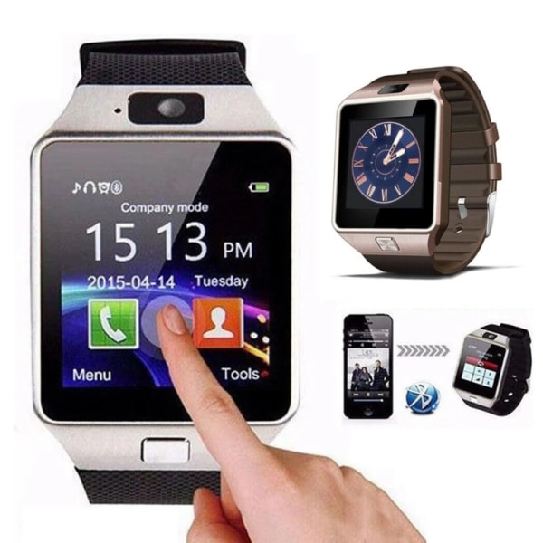 Digital pekskärm Smart Watch DZ09 Q18 Armband Kamera Bluetooth Armbandsur SIM-kort Smartwatch Ios Android-telefoner Support Gold