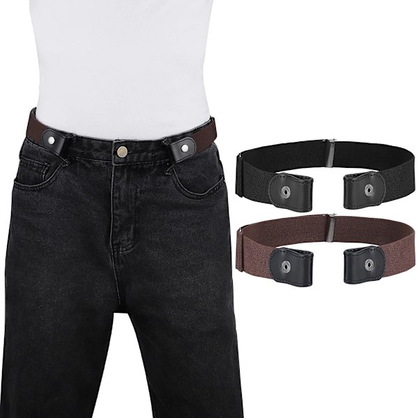 Lätt bälte utan spännefria bälten för kvinnor dam midja Elastiska stretchjeans gömda osynliga Brown