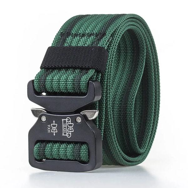 Retro polistaktiskt bälte starkt 1200D äkta nylon militärarmébälte Rostsäkert metall Quick Release Spänne Qutdoor Arbetsbälte ArmyGreen 125cm Adjustable