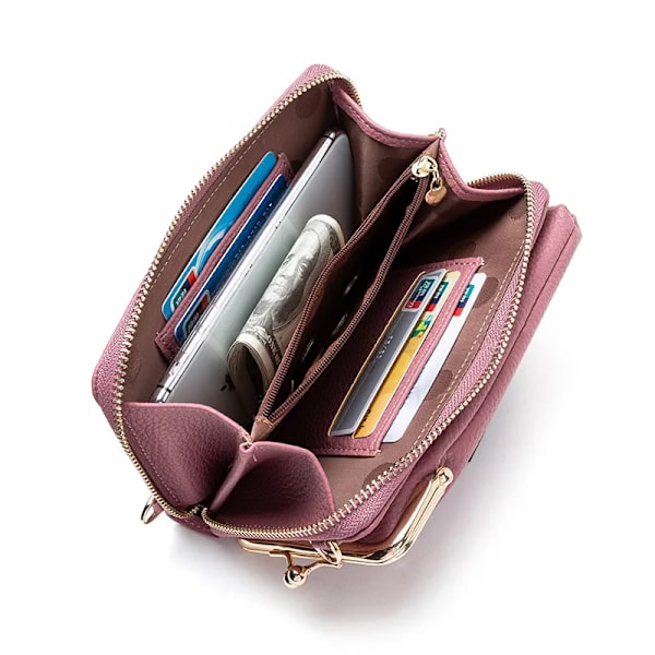 Mode Kvinnor Mini Crossbody-väska & handväskklämmor Telefonpaket Kvinnlig Clutch-plånbok Damer Liten handväska Pu-läder Axelväskor Gray