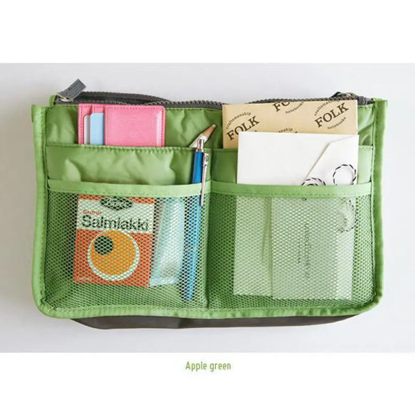 Kvinnor Lady Travel Insert Handväska Organizer Handväska Stor Liner Kosmetisk Organizer Insert Bag Apple Green