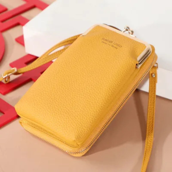 Mode små handväskor Crossbody-väskor Kvinnor Mini PU-läder Axelremsväska För GirlBolsas Damtelefonväska Blixtlåsflik Yellow