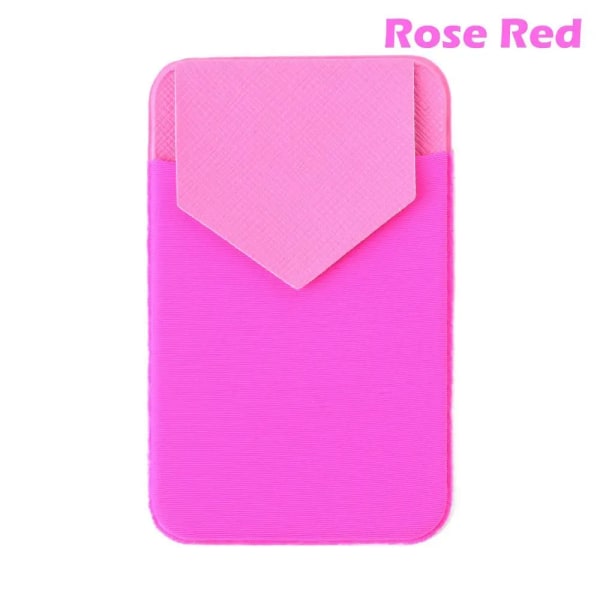 Ny mobiltelefonkorthållare Stick-on plånbok Case Elastisk självhäftande plånbok Universal Mobilplånbok Telefonficka rose red