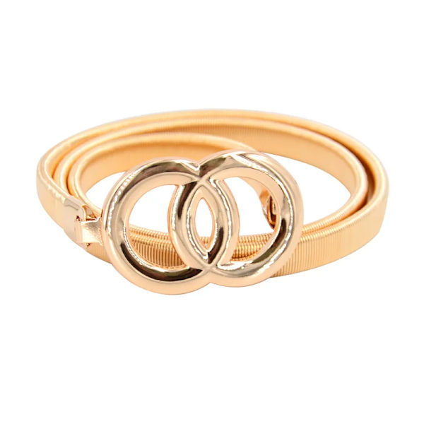 Elastiskt metall midjebälten för klänningar Metall Silver Guld Färg Dambälten Stretch Skinny Kvinna Runt Löv Spänne Kvinnor Bälten gold 2 70cm