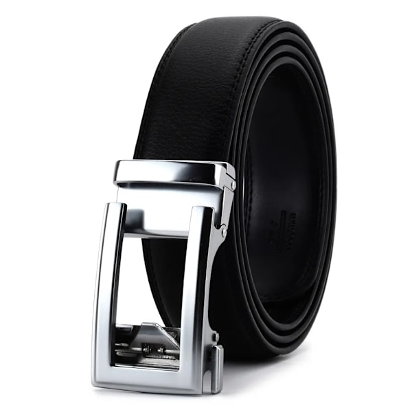 WOWTIGER 3,5 cm ko äkta läder herrbälte kohudsrem för manlig spärr Automatiska spännbälten för män märkesdesignerbälten Silver buckle 110cm