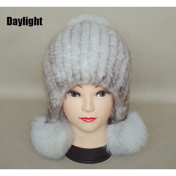 2015 Ny Minkhatt Dammode Bollhatt Mink Stickade Hattar Casual Minkhatt Kvinnligt Huvudbonad Type 14