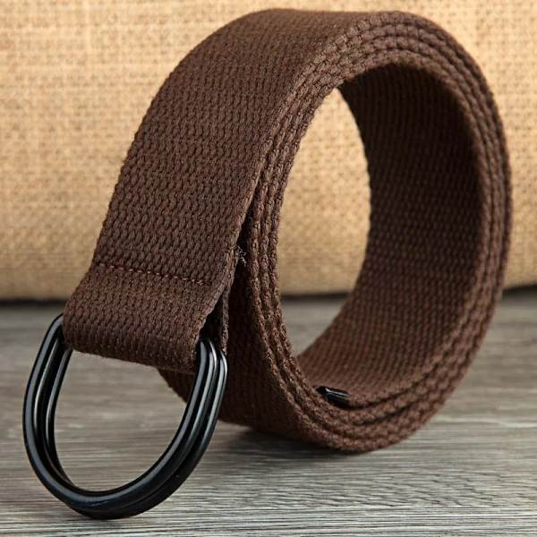 2023 Nytt taktiskt canvasbälte högkvalitativt kvinnor män dubbla D-ringspänne midjeband Casual canvas kvinnligt bältetyg ​​för jeans Red 110cm