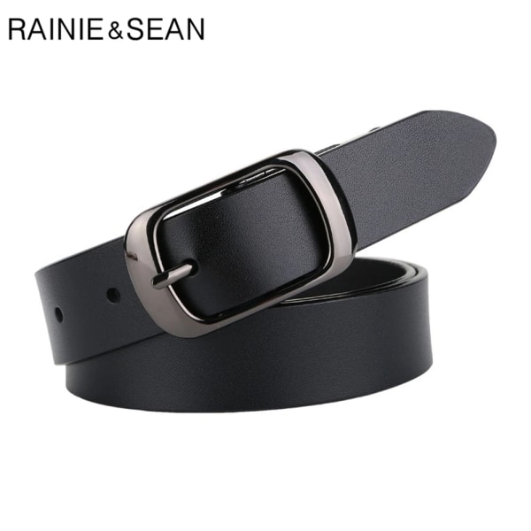 RAINIE SEAN Vitt bälte Kvinnor Kvinnor Äkta Läder Kvinnor Bälte Hög kvalitet Märke Spänne Dam Bälten för Jeans 110cm brown 105CM