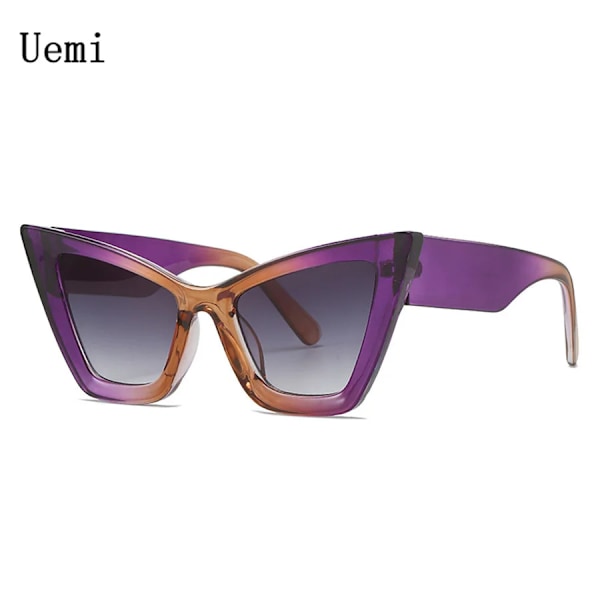 Nytt modemärke Designer Överdimensionerade solglasögon för kvinnor Män Cat Eye Moderna retro solglasögon Ins Trendiga nyanser UV400 glasögon Purple Gray As the picture