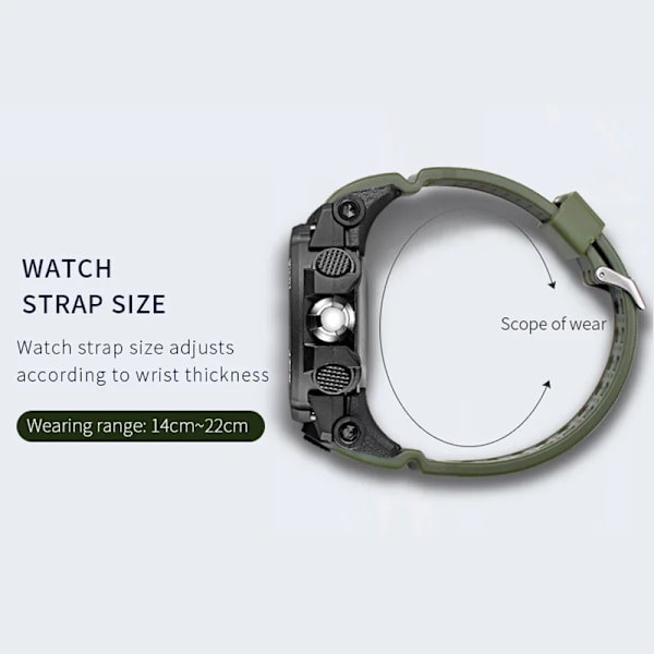 SMAEL Dual Display Digital LED Watch Pointer Typ Quartz Elektriska klockor Relogio Masculino Uomo Sportklocka 1545 CAMOBLUE