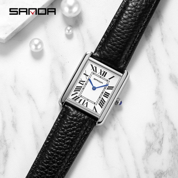 SANDA Ny design romersk skala för kvinnor kvarts Läderrem Modetrend enkel personlighet kreativ watch 30m vattentätt läder minimum size  box2