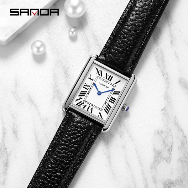 SANDA Ny design romersk skala för kvinnor kvarts Läderrem Modetrend enkel personlighet kreativ watch 30m vattentätt läder small size box2