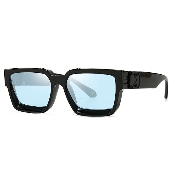 SHAUNA Retro Square Solglasögon UV400 Black blue as the picture