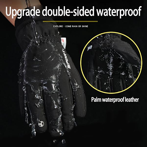 Thermal vinter vattentät män kvinnor handskar pekskärm vindtäta handskar utomhussport varm cykling snö skid handskar helfinger GLO04 GRAY M