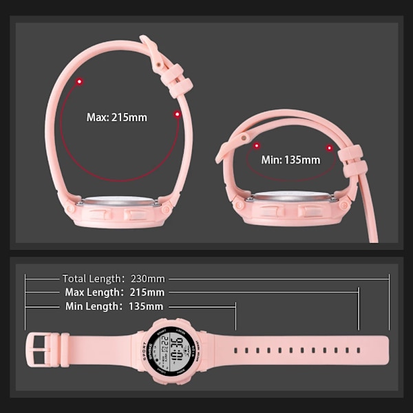 PANARS Mode Damklockor Pojkar Flickor Studenter Digital Sport Watch 50m Vattentät Armbandsur Alarm Relogio Feminino Blue