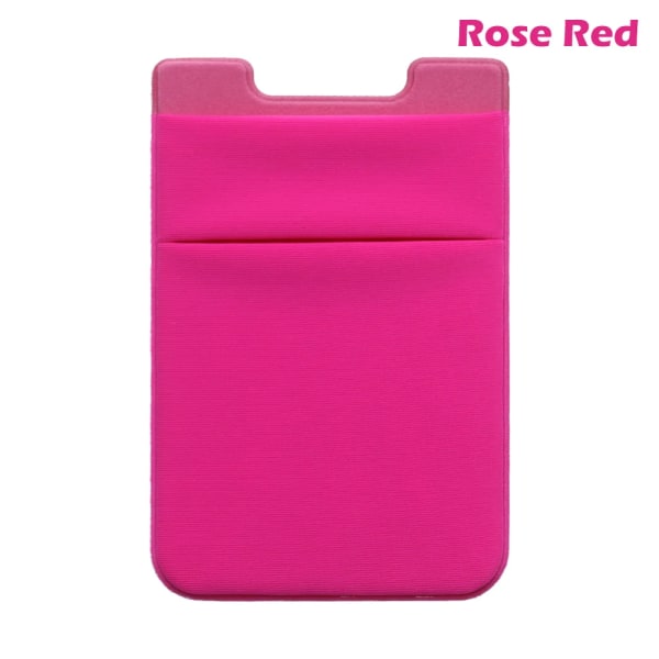 1 st mode elastisk mobiltelefon korthållare Mobiltelefon case Kredit ID-kortshållare självhäftande klistermärkesficka Rose Red 2