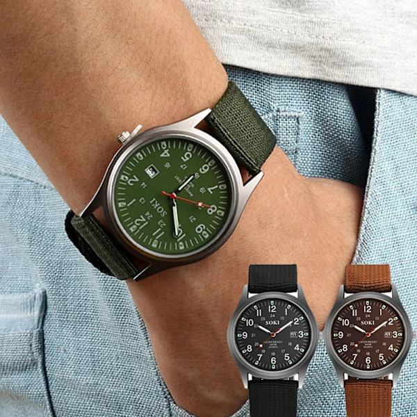 Watch SOKI Canvas Kläder Watch Casual Mode Watch Watch brown