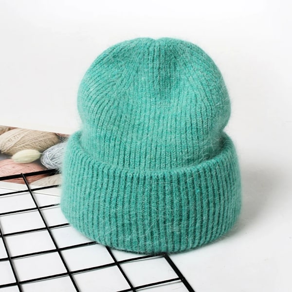 Visrover 9 Färger Unisex Solid Färgade Mössor Vinterhatt För Kvinna Stickad Bonnet Acryl Kvinna Höst Varma Skullies 1-dark green