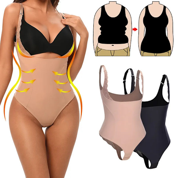 Strumpor Body Shapewear Kvinnor Trosor Waist Trainer Buken Smalning Underkläder Magkontroll Shaper med spets Black L