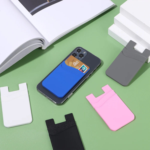 1PC Mode Silikon Case Självhäftande korthållare Universal Mobiltelefonficka Stick On Kreditkortsväskor Handväska grey