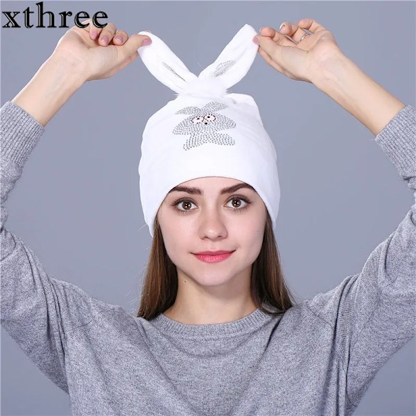 Xthree Flanell Autumn Skullies Beanies för Kvinnor Vinterhatt Söt Kitty Barnhatt för Flickor Gorras Silver