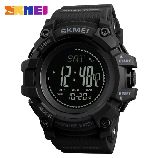 SKMEI 1358 Höjdmätare Weather Tracker Vattentät reloj hombre Utomhusklockor Herrtryck Kompass Sport Digitala armbandsur Black