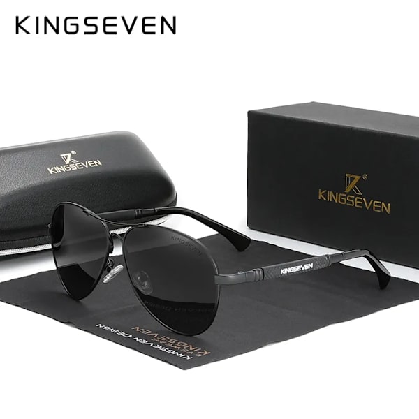 KINGSEVEN 2022 New Trend Quality Titanium Alloy Solglasögon herr Polariserade solglasögon Dam Pilot Mirror Glasögon Oculos de sol Black Gray Orignal