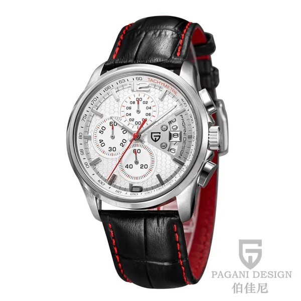 relogio masculino PAGANI DESIGN Män Quartz Klockor Lyxmärken Mode Tidsinställd rörelse Militär Klockor Läder Quartz Klockor white red B