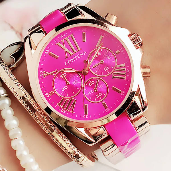 Ny watch Damklockor i rostfritt stål Keramiska armbandsur Dam Quartz Klockor Toppmärke Lyx Damklänning Klockor Dam Waches red