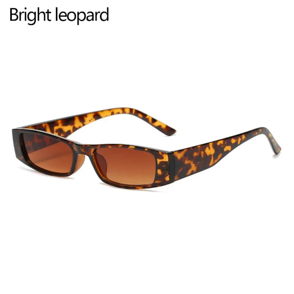 1st små rektangulära solglasögon unisex retro fyrkantig solglasögon med smal ram Trendiga vintage Streetwear glasögon solglasögon UV400 A-Bright leopard As shown
