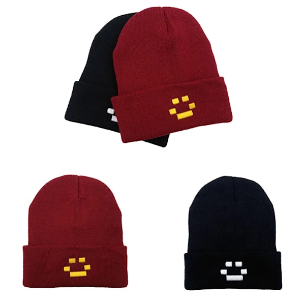 Hatt för män och kvinnor - Stickad mössa, vintermössa, dubbellager, varm, för pojkar, skidåkning, ben, Quackity Merch Las Nevadas, kall mössa, ny Wine Red One Size