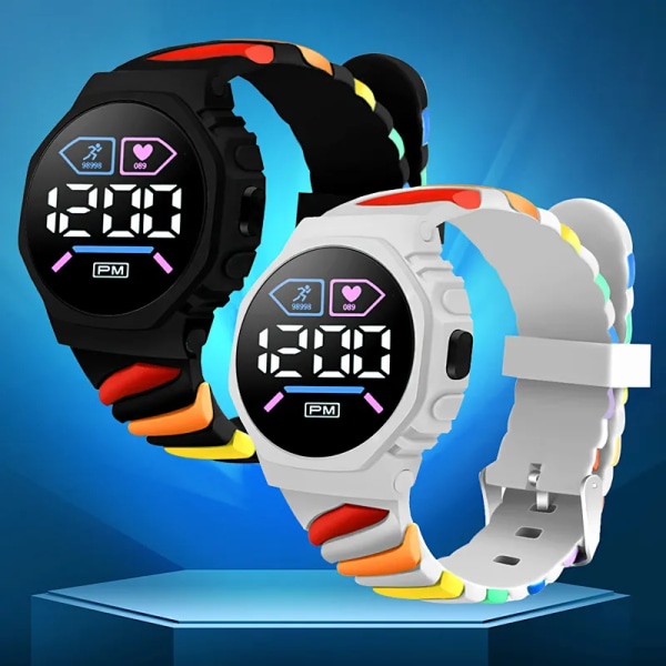 2023 Ny Rainbow LED elektronisk watch Digital utomhussport Mode Elektronisk watch Student Kvinnor Män Smycken Relógio Feminino Type 5