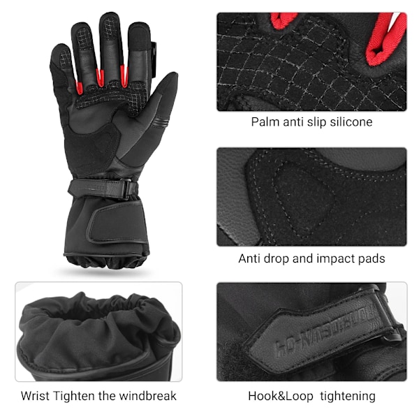 Vattentäta Motorcykelhandskar Pekskärm Moto Handskar Herr Dam Motocross Åkning Racing Cykelhandskar Grey XL