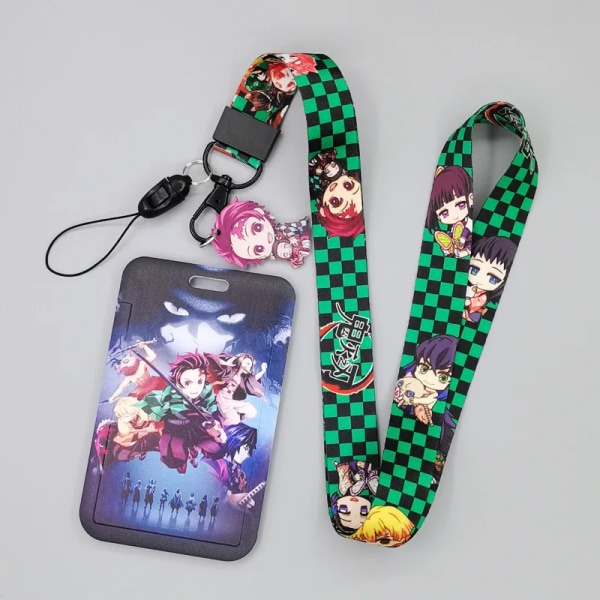 1 Set Demon Slayer Anime Kortfodral Kort Nyckel Lanyard Cosplay Badge ID-kort Hållare Halsband Nyckelringar Kamado Nezuko GMP-O