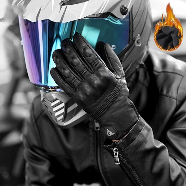 Äkta Läderhandskar Herr Motorcykelhandskar Motocrosshandskar Skydd Guantes Rekawice Motocyklowe Motorcykelhandskar black L
