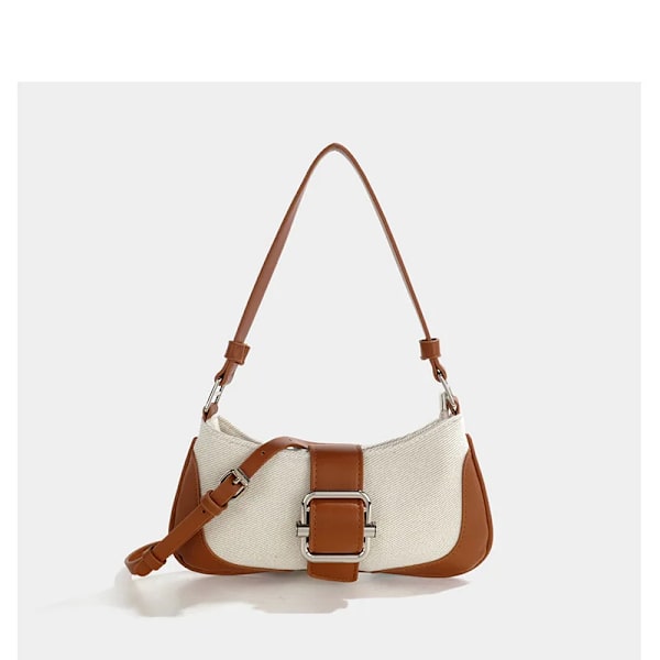 Ansloth Panelerade fyrkantiga väskor för kvinnor Väskor Canvas Axelväskor Dam Hit Color Crossbody-väska Kvinnliga handväskor och handväskor HPS758 Style 2 Brown