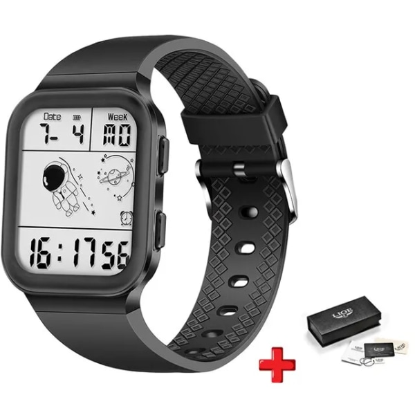 Watch Astronaut Elektronisk LED Digital watch för män Alarm Sport Silikon Vattentät multifunktionell klocka black