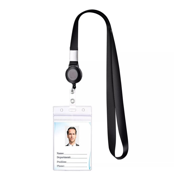 Infällbar Badge Rulle Halsrem Lanyard med cover för ID-kort Mobilnyckel Anställds personal Arbetskort Badge Reprem B
