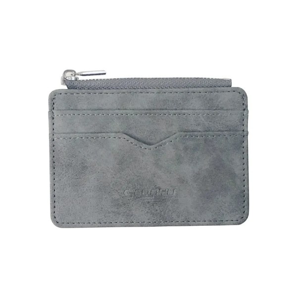 Slim kortkort plånbok herr matt läder Retro multikort frostat tyg Korthållare Pengar Minimalistisk Transparent myntväska Gray