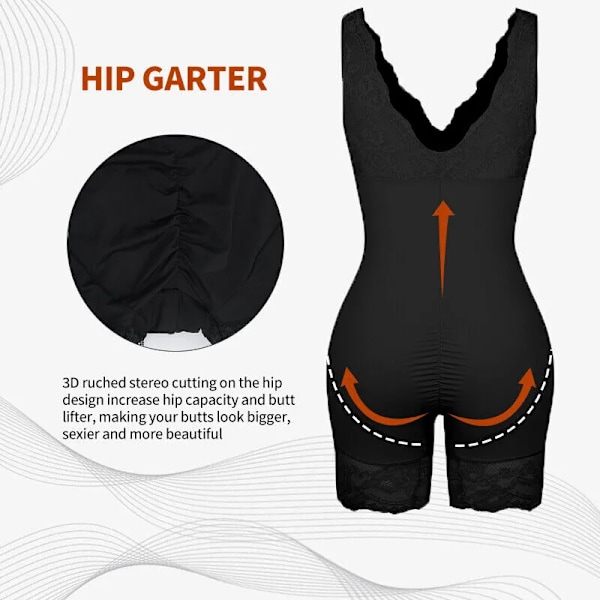 Kvinnor Spets Helkroppsformare Bodysuits Bantning Shapewear Korsett Waist trainer Shaping Underkläder Postpartum Recovery Slida Fajas Beige M