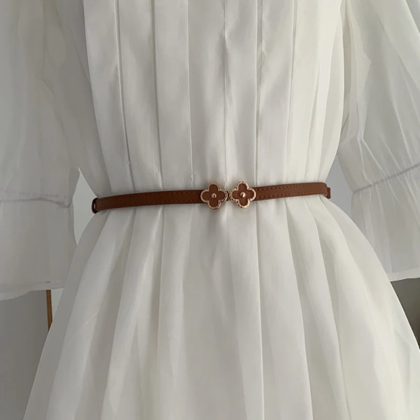 Bältesklänning Enkel mångsidigt mode för kvinnor Läderbälte Tunt Skinny Justerbar matt midjeband Bältkklänning Tillbehör Matte Camel 96X1CM