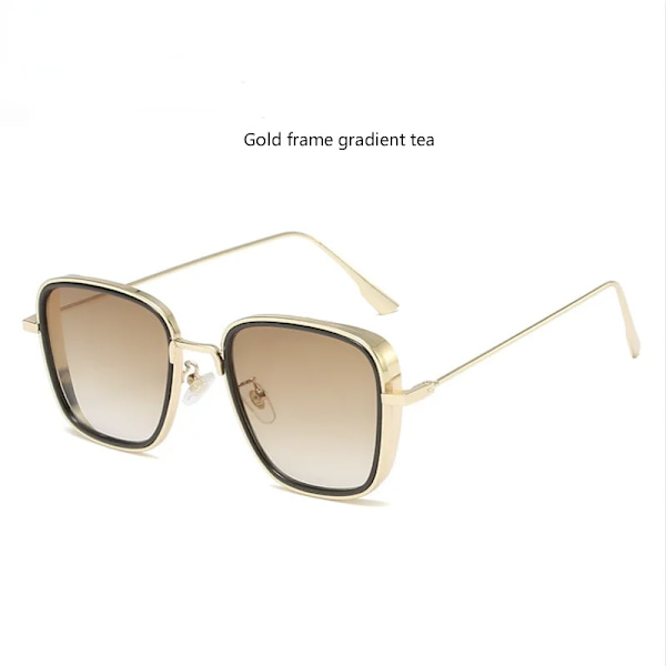 Retro fyrkantiga solglasögon Män Tony Stark Solglasögon Lyxmärke Designer Steampunk Solglasögon Röd Svart Solglasögon Dam UV400 Gradient tea C4 Other