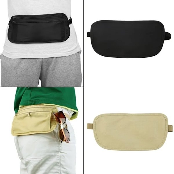 Osynliga resemidjepaket Fodral för pass pengar Bältesväska Dold säkerhetsplånbok Present reseväska Bröstpaket pengar midjeväska 15.5x7.6cm