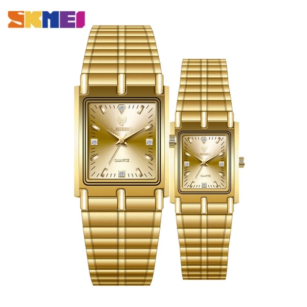 2022 lyxiga guld stålarmband armbandsur Kvinnor manlig klocka Golden Quartz Watch för män kvinnor klockor relogio masculino L1018 man gold 1