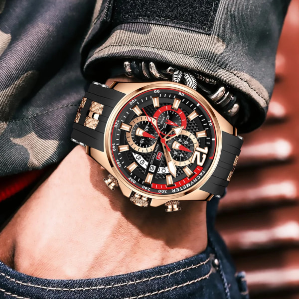 Klockor för män Toppmärke Luxury Quartz Vattentät Sportarmbandsur Reloj Hombre Montre Homme Relogio Masculino Silikonarmband gold black with box