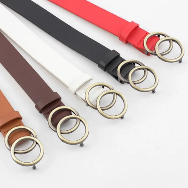Dammode Stor dubbelring Cirkel Metallspänne Bälte Vild midjeband Dam Breda läderremmar Bälten för fritidsklänning Jeans Style 2 Camel One Size