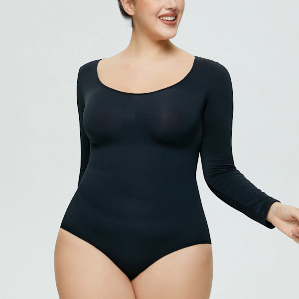 Menty Body Shaper Underkläder Magen Slimming Butt Lifting Bodysuit Korsett Damer Tight Långärmad Shapewear Black M