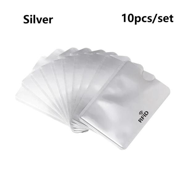 10PC Anti Rfid Blockering Läsare Lås Korthållare ID Bankkort Case Aluminium Metall Smart Stöldskydd kreditkortshållare Style2-Silver