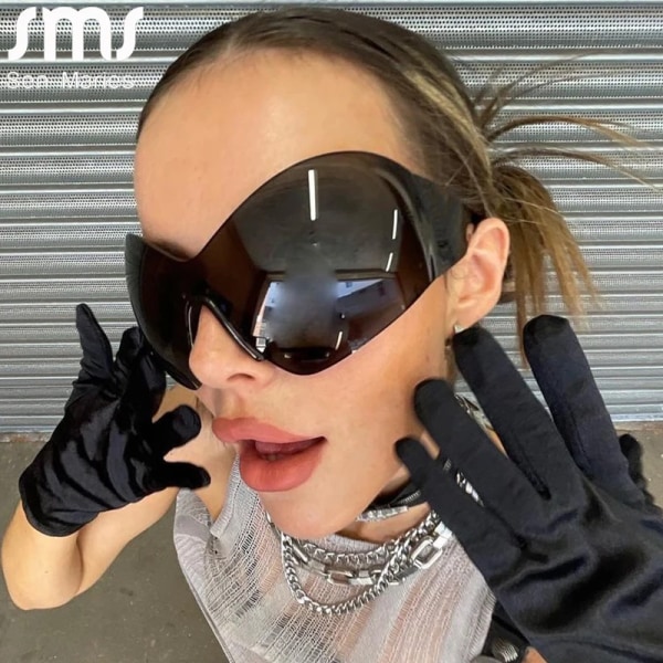 Nya Steampunk överdimensionerade solglasögon för kvinnor Trender Punk Y2k solglasögon Goggle Herr 2000-talets märkesdesigner Eyewear De Sol Oculos Style B4 As Shown